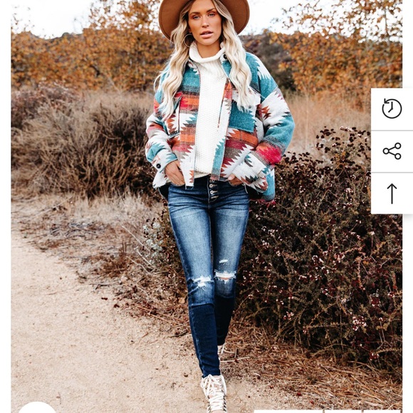 VICI Zion Distressed Button Down Shacket - Rust - Picture 15 of 15